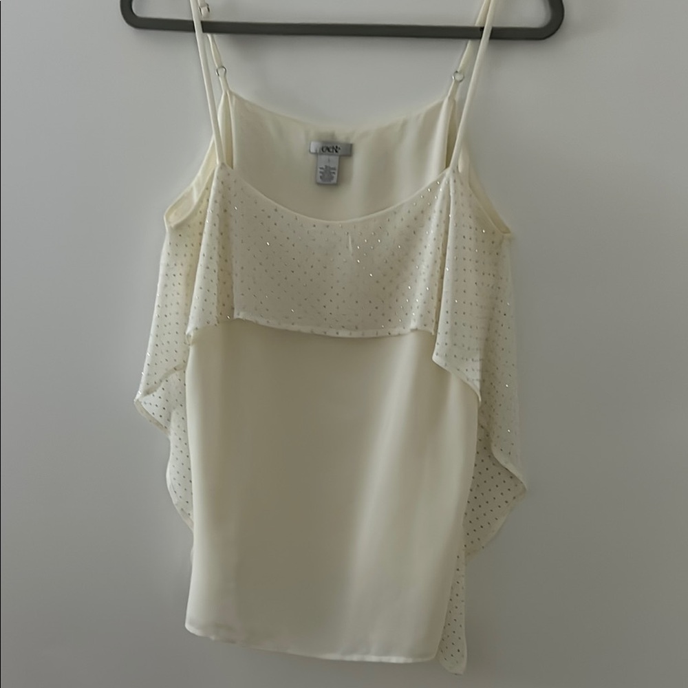 Cache Cream Sleeveless Ruffled Camisole